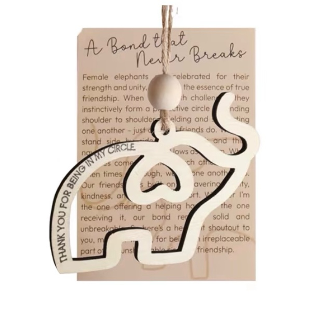 Elephant Friendship Ornament - Cream and Black